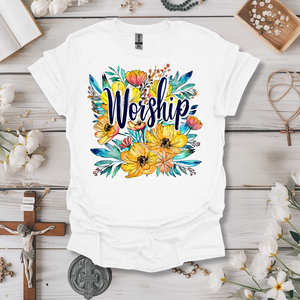 Vibrant Worship Yellow Floral Tee