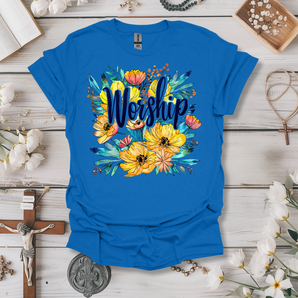 Vibrant Worship Yellow Floral Tee