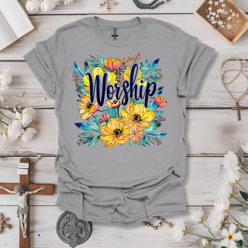 Vibrant Worship Yellow Floral Tee