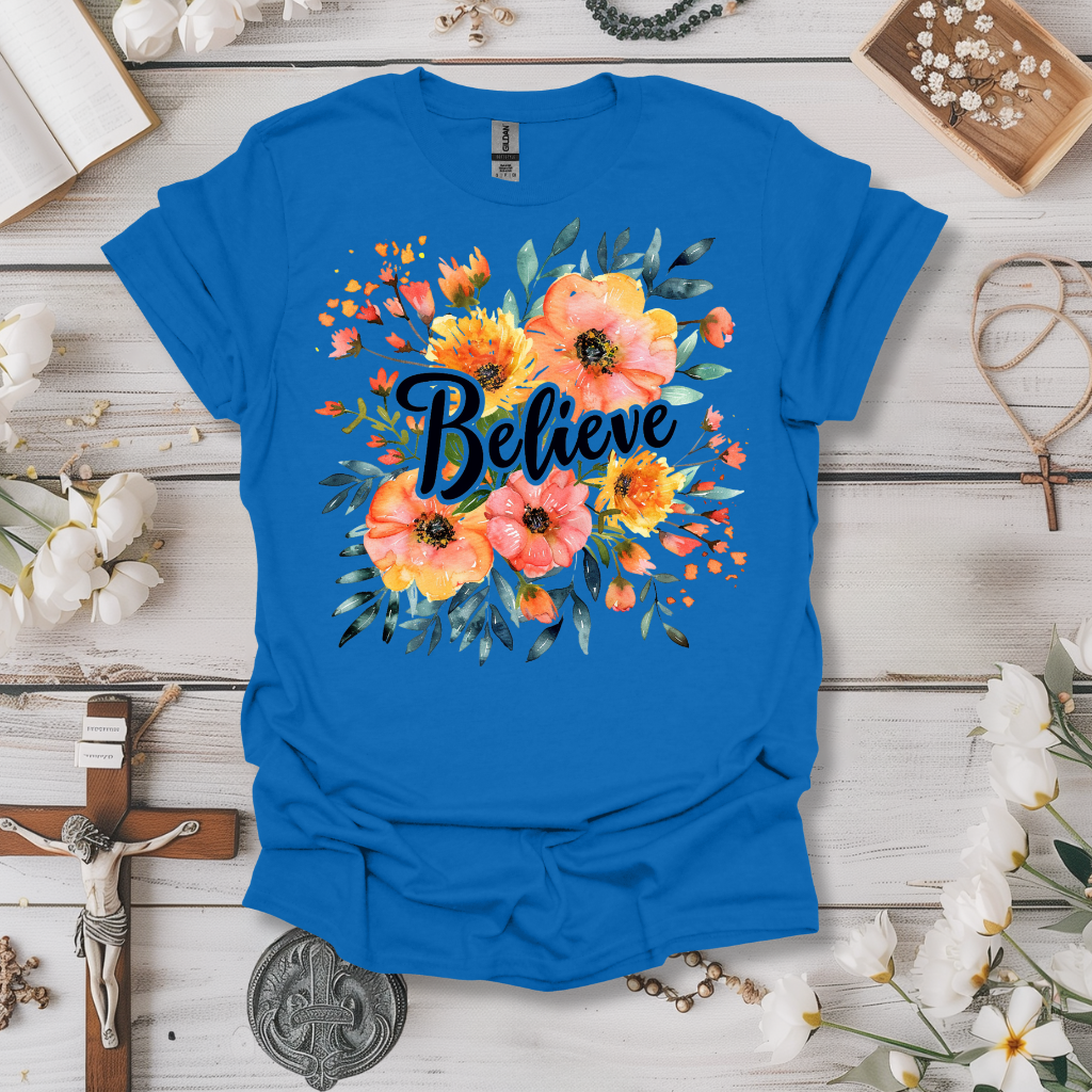 Believe Peach Floral Tee