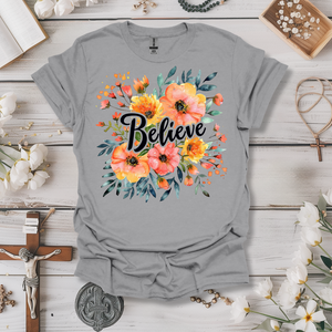 Believe Peach Floral Tee