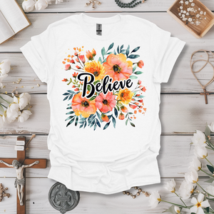 Believe Peach Floral Tee