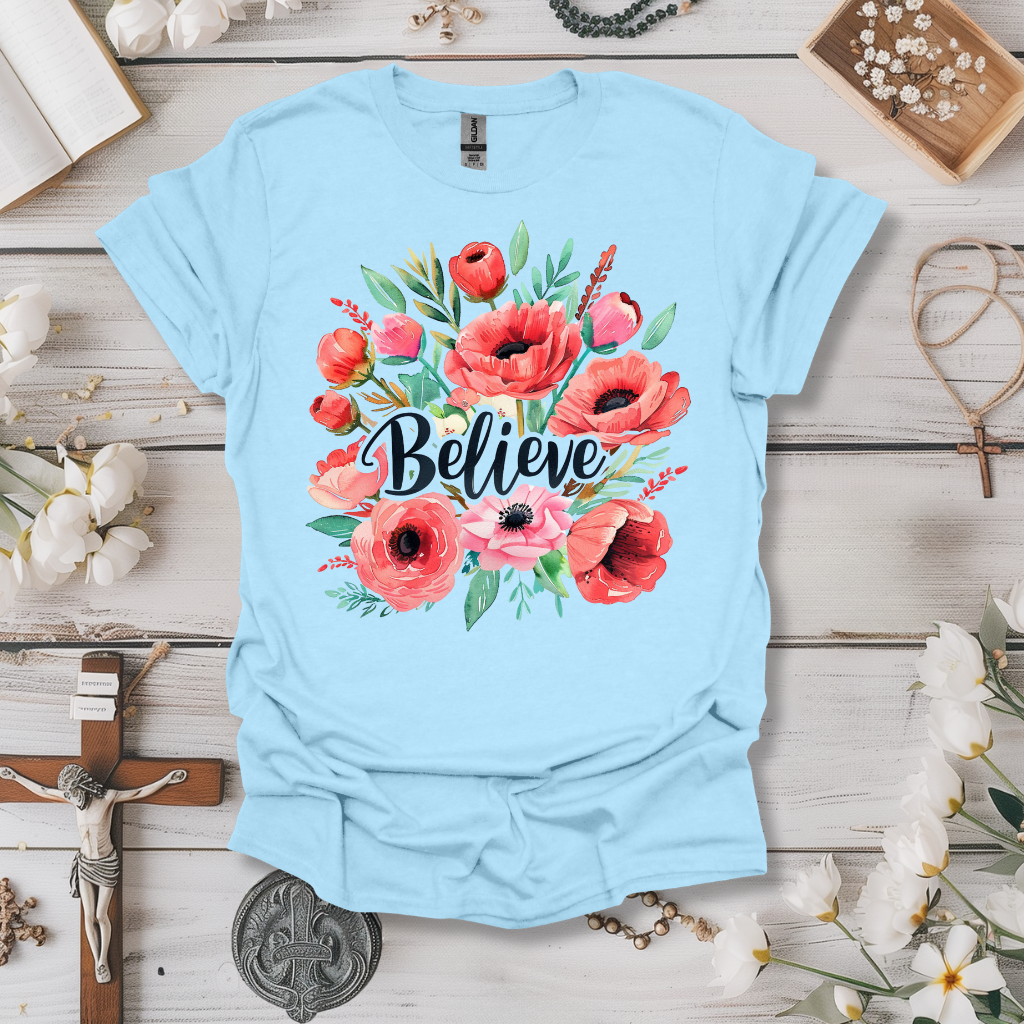 Believe Pink Floral Tee