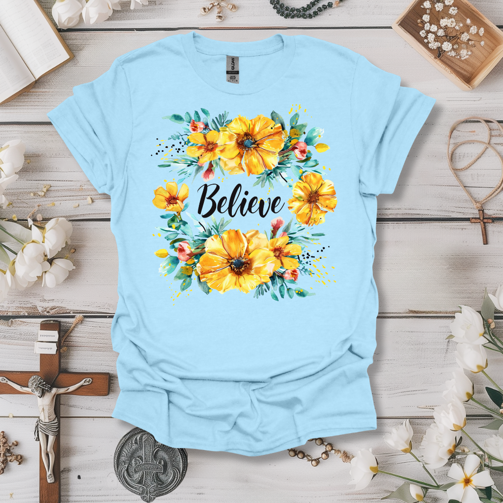 Believe Yellow Floral Tee