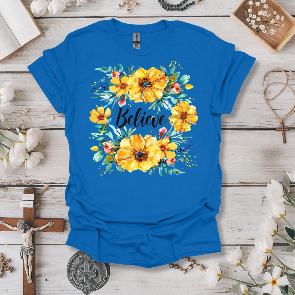 Believe Yellow Floral Tee