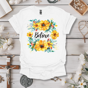 Believe Yellow Floral Tee