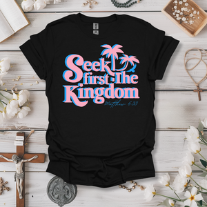 Seek First The Kingdom Pink Print Tee