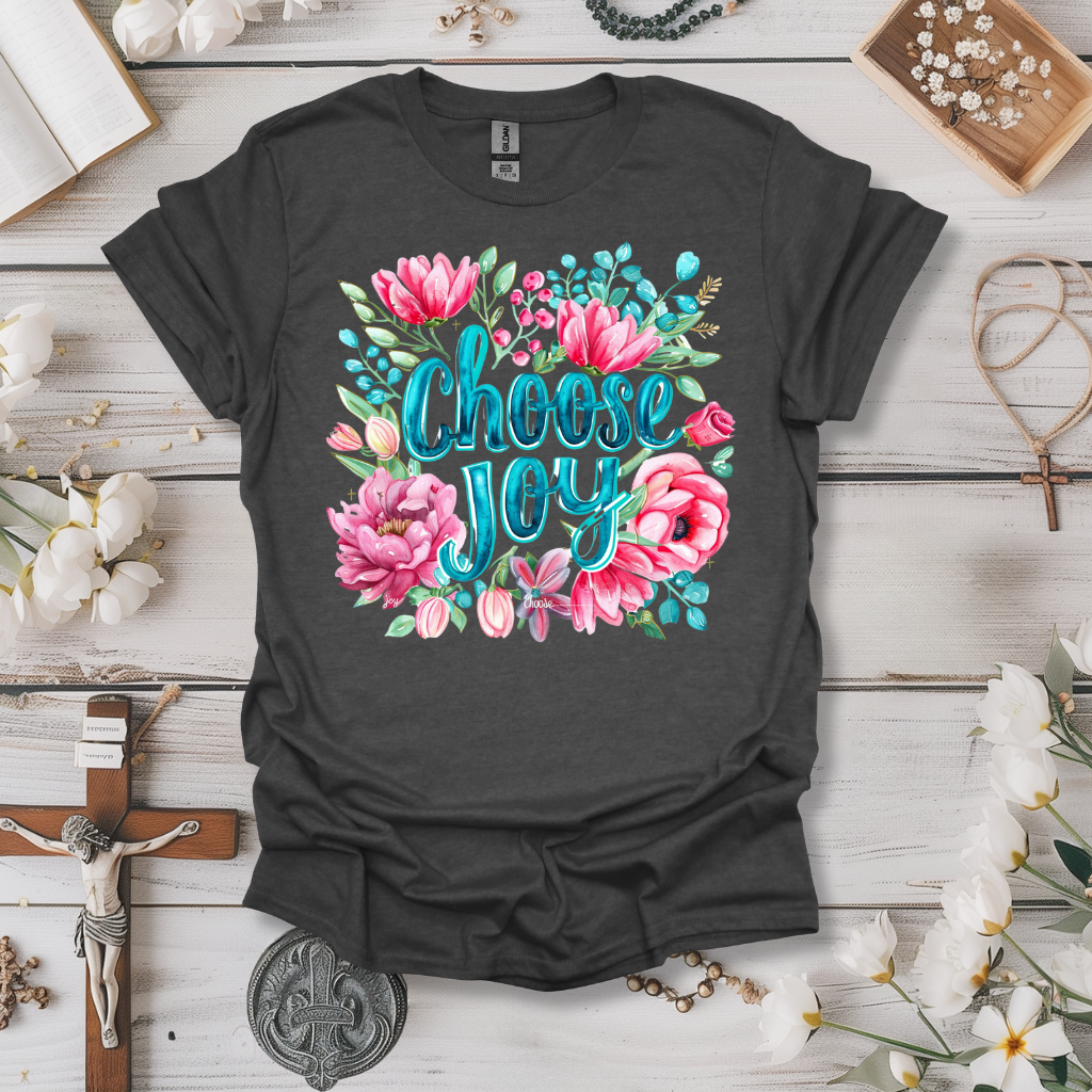 Choose Joy (Blue Floral Watercolor) Tee