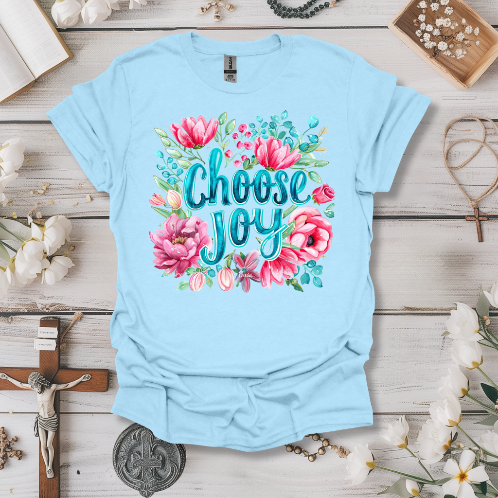 Choose Joy (Blue Floral Watercolor) Tee