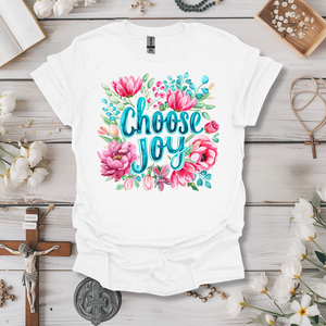 Choose Joy (Blue Floral Watercolor) Tee