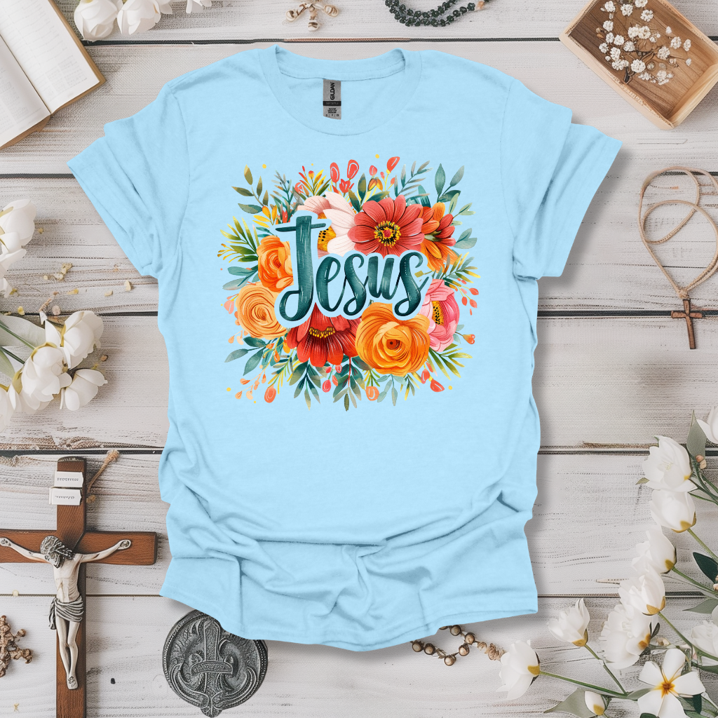 Jesus (Emerald Floral Watercolor) Tee