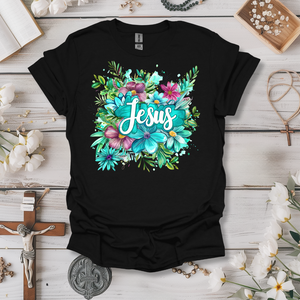 Jesus (Turquoise Floral Watercolor) Tee