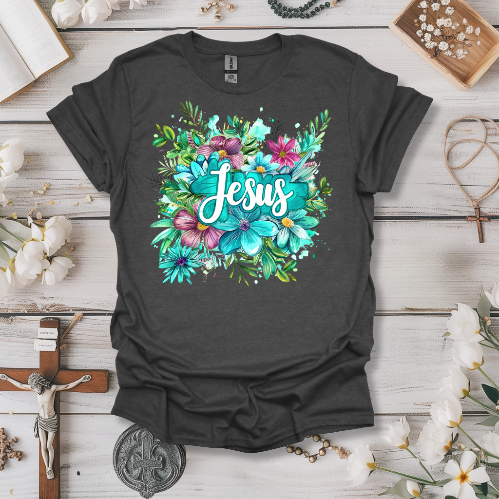 Jesus (Turquoise Floral Watercolor) Tee