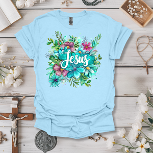 Jesus (Turquoise Floral Watercolor) Tee