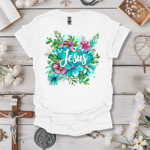 Jesus (Turquoise Floral Watercolor) Tee