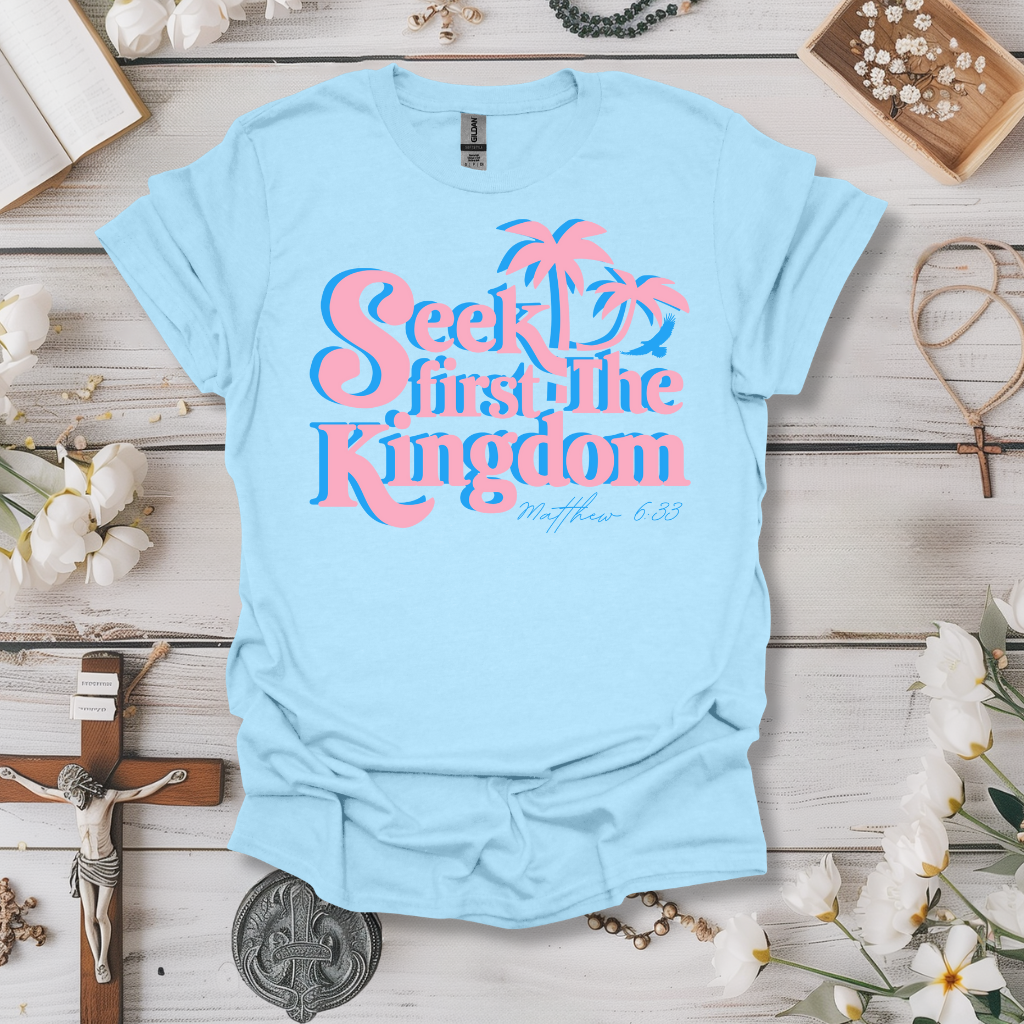 Seek First The Kingdom Pink Print Tee