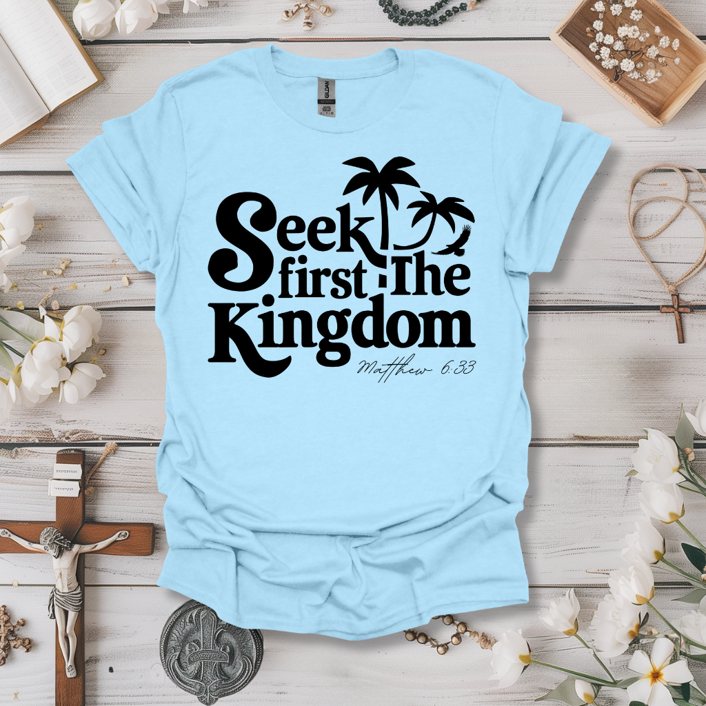 Seek First The Kingdom Black Print Tee