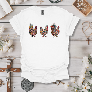 Retro Floral Chickens