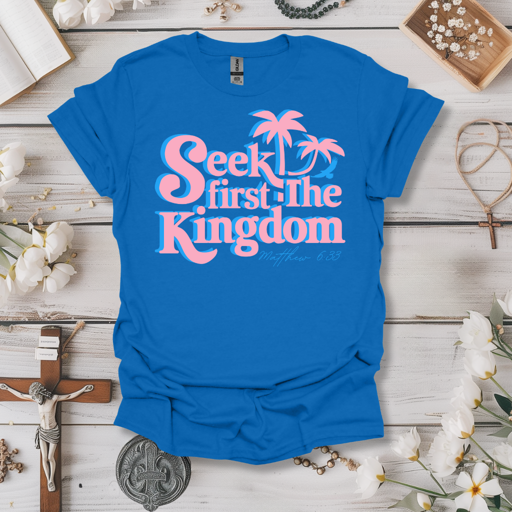 Seek First The Kingdom Pink Print Tee