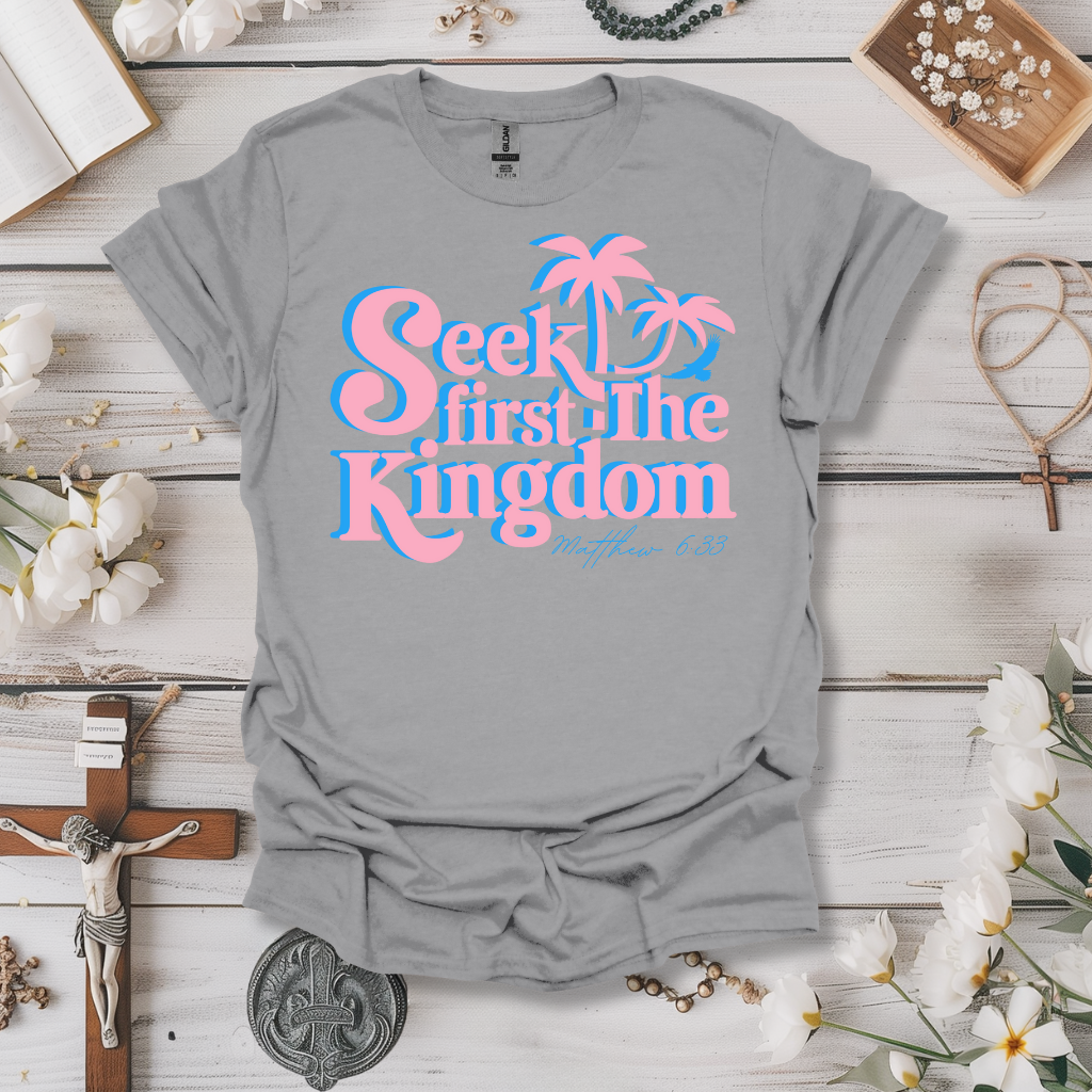 Seek First The Kingdom Pink Print Tee