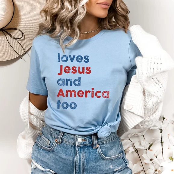 Loves Jesus & America Too Tee